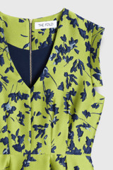 Valance Jacquard Dress Chartreuse And Navy