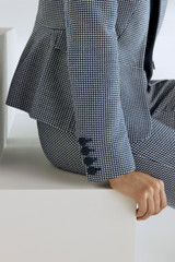 Mira Houndstooth Jacket Navy And Ivory