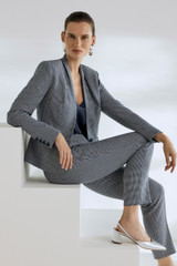 Colborne Houndstooth Slim-Leg Trousers Navy And Ivory
