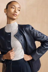 Ginevra Leather Jacket Navy Ginevra Leather Jacket Navy