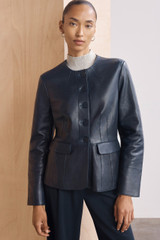 Ginevra Leather Jacket Navy Ginevra Leather Jacket Navy