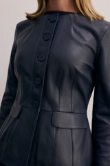 Ginevra Leather Jacket Navy
