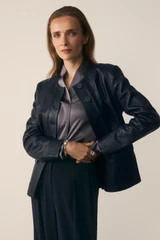 Ginevra Leather Jacket Navy