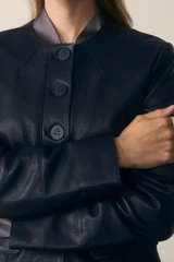 Ginevra Leather Jacket Navy