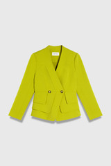 Doppio Crepe Henley Jacket Chartreuse