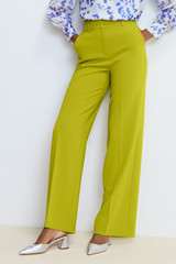 Doppio Crepe Adelaide Wide-Leg Trousers Chartreuse