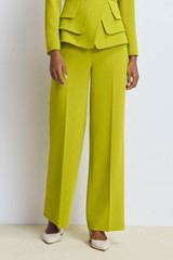 Doppio Crepe Adelaide Wide-Leg Trousers Chartreuse