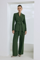 Rialto Wool Blend Wide-Leg Trousers Juniper Green