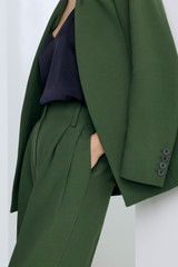 Rialto Wool Blend Wide-Leg Trousers Juniper Green