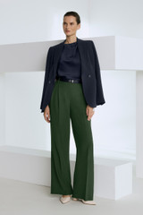 Rialto Wool Blend Wide-Leg Trousers Juniper Green
