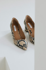 Saturnia Snake-Embossed Leather Heels 45 Grey Saturnia Snake-Embossed Leather Heels 45 Grey