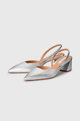 San Pietro Leather Heels 45 Silver