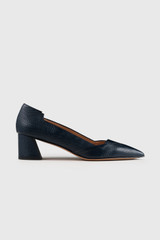 Saturnia Lizard-Embossed Leather Heels 45 Navy