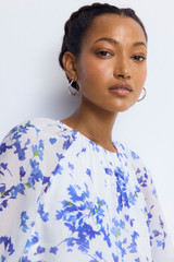 Rossana Silk Blouse Ivory And Blue