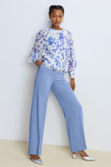 Rossana Silk Blouse Ivory And Blue