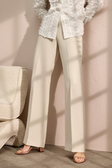 Doppio Crepe Alzira Straight Flared Trousers Stone