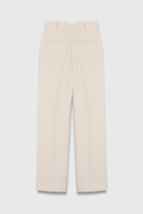 Clever Crepe Doppio Alzira Straight Flared Trousers Stone