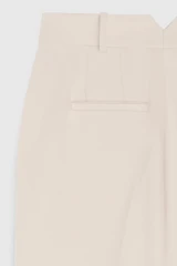 Clever Crepe Doppio Alzira Straight Flared Trousers Stone