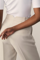 Clever Crepe Doppio Alzira Straight Flared Trousers Stone