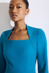 Nouvelle Sculpt Stretch Crepe Dress Vivid Turquoise