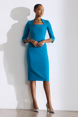Nouvelle Sculpt Stretch Crepe Dress Vivid Turquoise