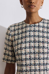 Miramere Tweed Dress Ivory And Navy Multicolour
