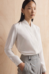 Bowery Blouse Ivory Stretch Silk Bowery Blouse Ivory Stretch Silk