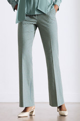 Alzira Straight Flared Cotton Houndstooth Trousers Cream Multicolour Alzira Straight Flared Cotton Houndstooth Trousers Cream Multicolour