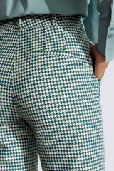 Alzira Straight Flared Cotton Houndstooth Trousers Cream Multicolour Alzira Straight Flared Cotton Houndstooth Trousers Cream Multicolour