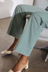 Alzira Straight Flared Cotton Houndstooth Trousers Cream Multicolour Alzira Straight Flared Cotton Houndstooth Trousers Cream Multicolour