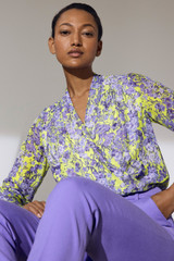 Lyra Silk Blouse Yellow And Purple