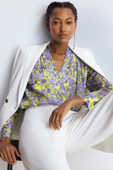 Lyra Silk Blouse Yellow And Purple