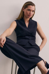 Clever Crepe Romney Waistcoat Navy