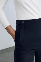 Clever Crepe Ortona Cropped Trousers Navy