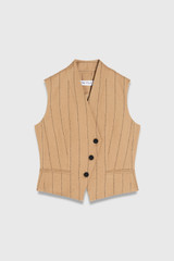 Romney Pinstripe Linen Tailoring Waistcoat Camel