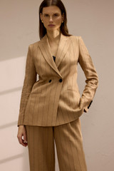 Montale Pinstripe Linen Tailoring Jacket Camel Montale Pinstripe Linen Tailoring Jacket Camel