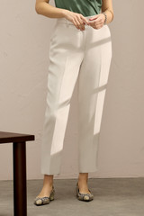 Doppio Crepe Tavira Slim-Leg Trousers Stone