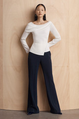 Clever Crepe Lexington Flared Trousers Navy Clever Crepe Lexington Flared Trousers Navy