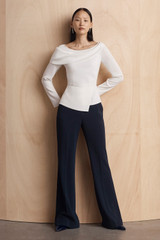 Clever Crepe Lexington Flared Trousers Navy