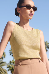 Nina Metallic Knit Top Gold