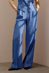 Rialto Stretch Linen Wide-Leg Trousers Indigo