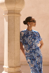 Aurora Silk Blouse Made With Liberty Fabric Blue Multicolour