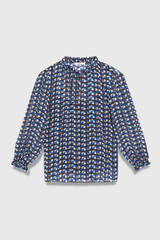 York Silk Chiffon Blouse Navy Multicolour