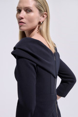 Luserna Sculpt Stretch Crepe Mid Sleeve Dress Navy
