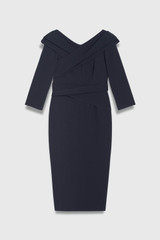 Luserna Sculpt Stretch Crepe Mid Sleeve Dress Navy
