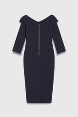Luserna Sculpt Stretch Crepe Mid Sleeve Dress Navy