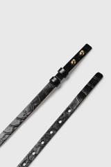 Selis Croc-Embossed Leather Belt Black