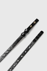 Selis Croc-Embossed Leather Belt Black
