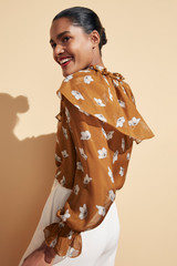Beaufort Blouse Vicuna And Ivory Floating Floral Print Silk Chiffon Beaufort Blouse Vicuna And Ivory Floating Floral Print Silk Chiffon