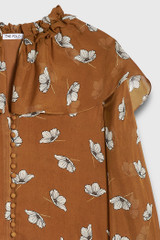 Beaufort Blouse Vicuna And Ivory Floating Floral Print Silk Chiffon